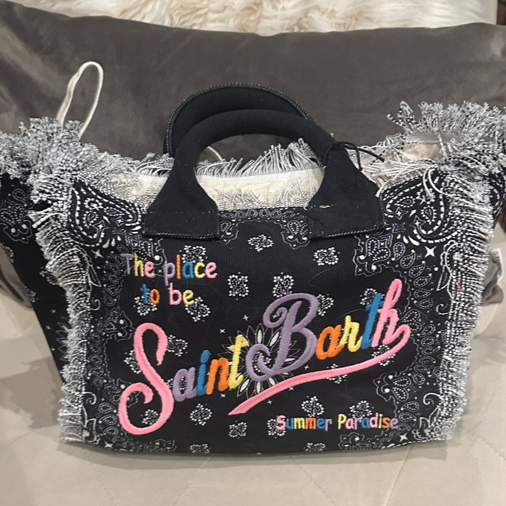 MC2 Saint Barth Black Tote with Pink Logo - Picture 5 of 5